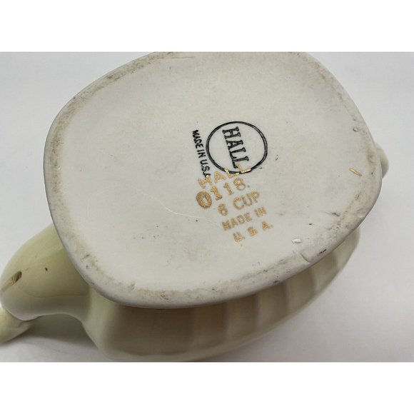 Hall Ceramic Vintage Hollywood Teapot Warm Yellow and Gold Hall 0118S 6 Cup MCM - Picture 14 of 16